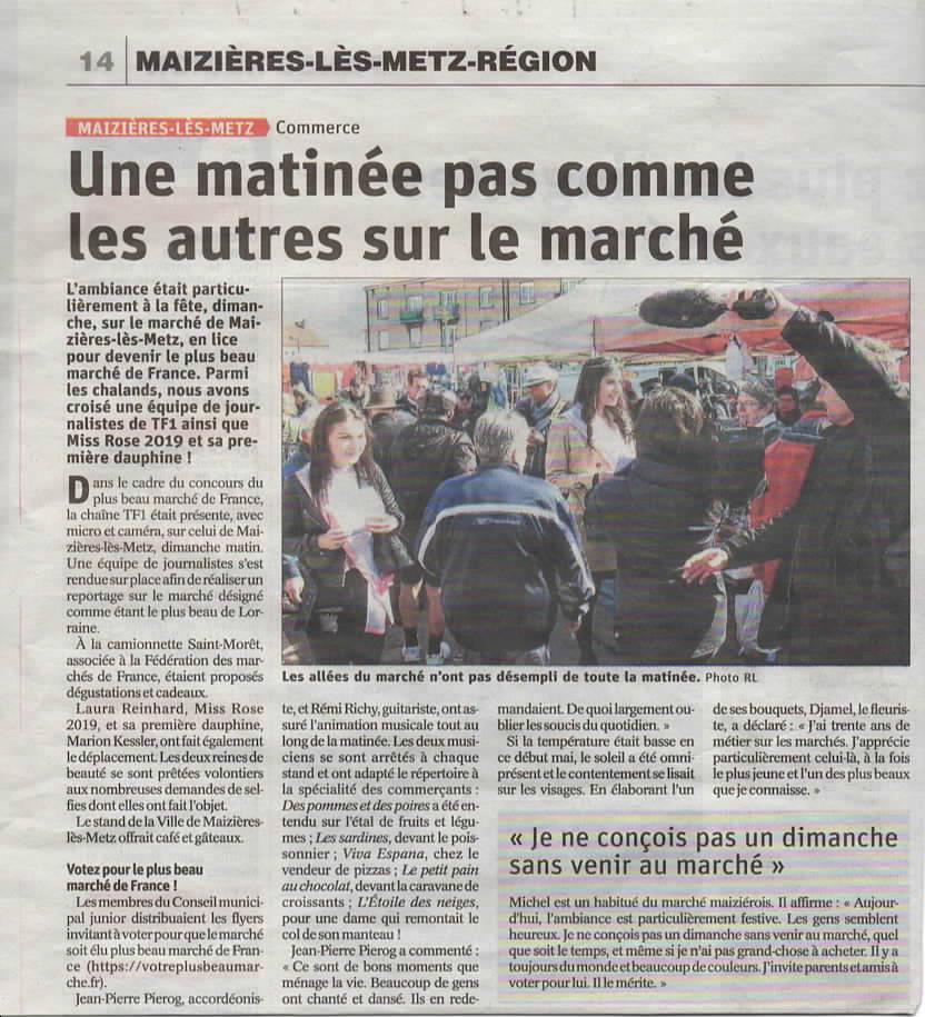 article du Républicain Lorrain sur lemarché de Maizieres Les Metz